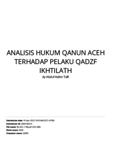 Analisis Hukum Qanun Aceh Terhadap Pelaku Qadzf Ikhtilath - Repositori ...